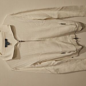 Lauren Ralph Lauren White Textured Knit Jacket